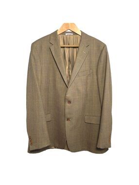 Men's Hickey Freeman Melbourne II Brown Houndstooth 2 Button Blazer Suit Jacket